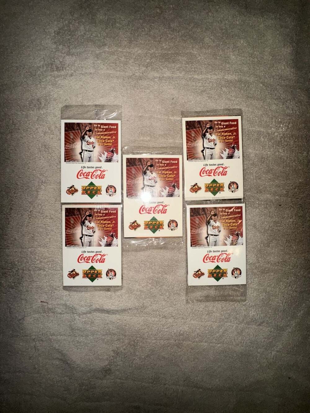 Lot of 5 Sealed 2001 Upper Deck Coca-Cola Cal Ripken Jr. Giant Food Promo Cards
